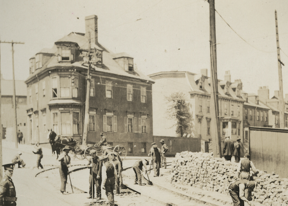 The installation of the tram tracks on Gottingen Street at Cogswell ca. 1891 - Nova Scotia Archives: Nova Scotia Light and Power Fonds, MG9, vol. 226, pg. 80.