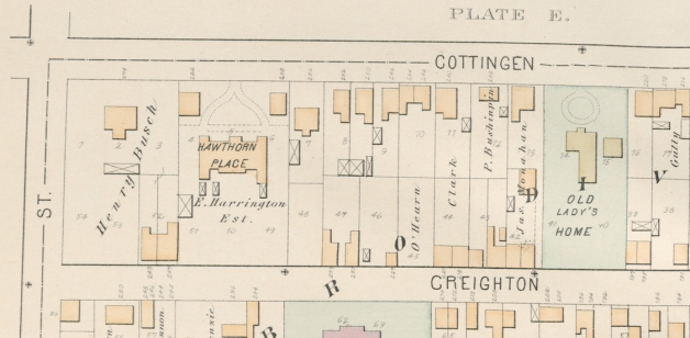 1878 Hopkins Atlas of Halifax showing portion of Plate E.